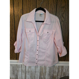 Women's Christopher & Banks Pink Button Down Shirt L